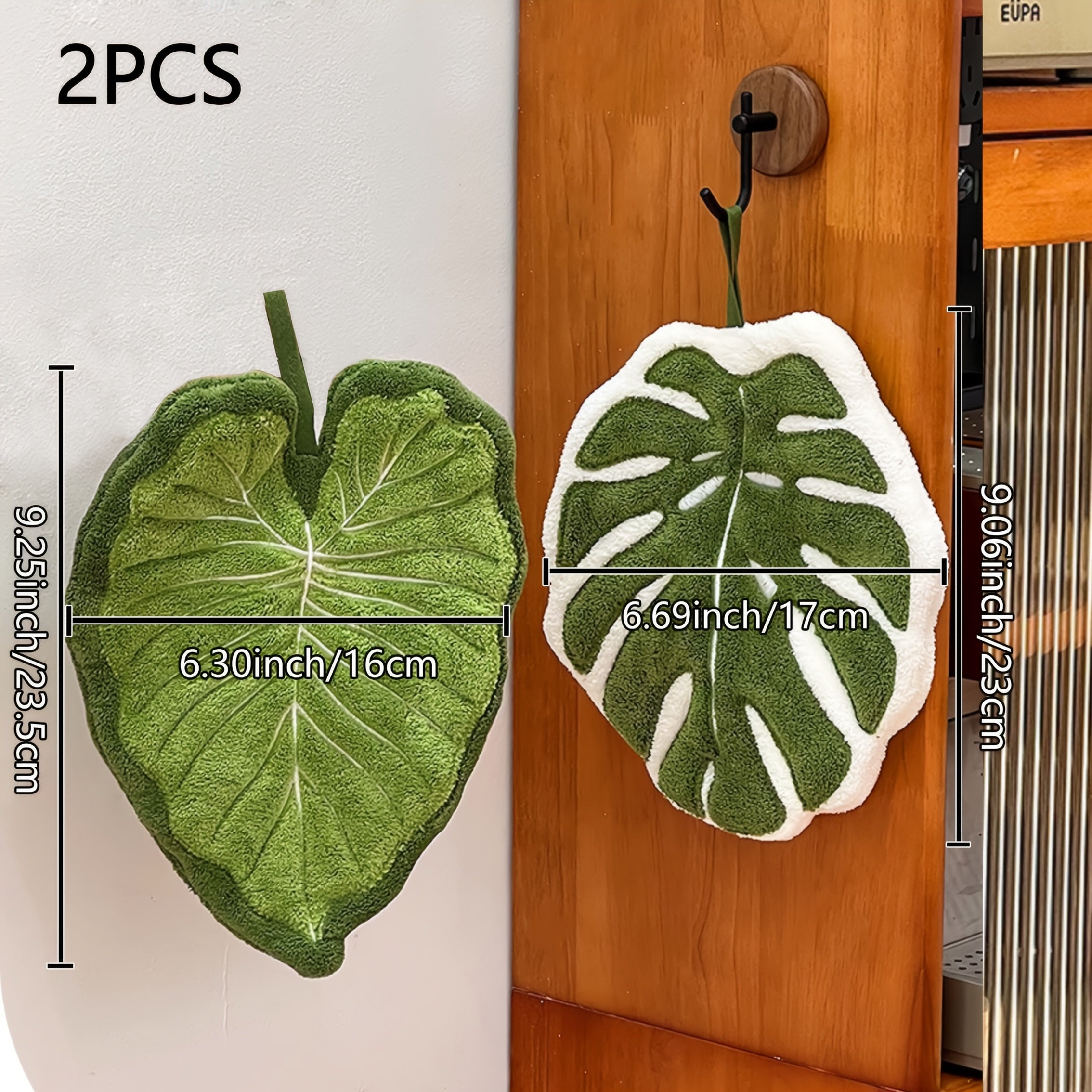 2-Pack Creative Leaf Bathroom Hand Towels - Hangable Design, Absorbent Material, Suitable for Bathroom, Dining Room, And Kitchen