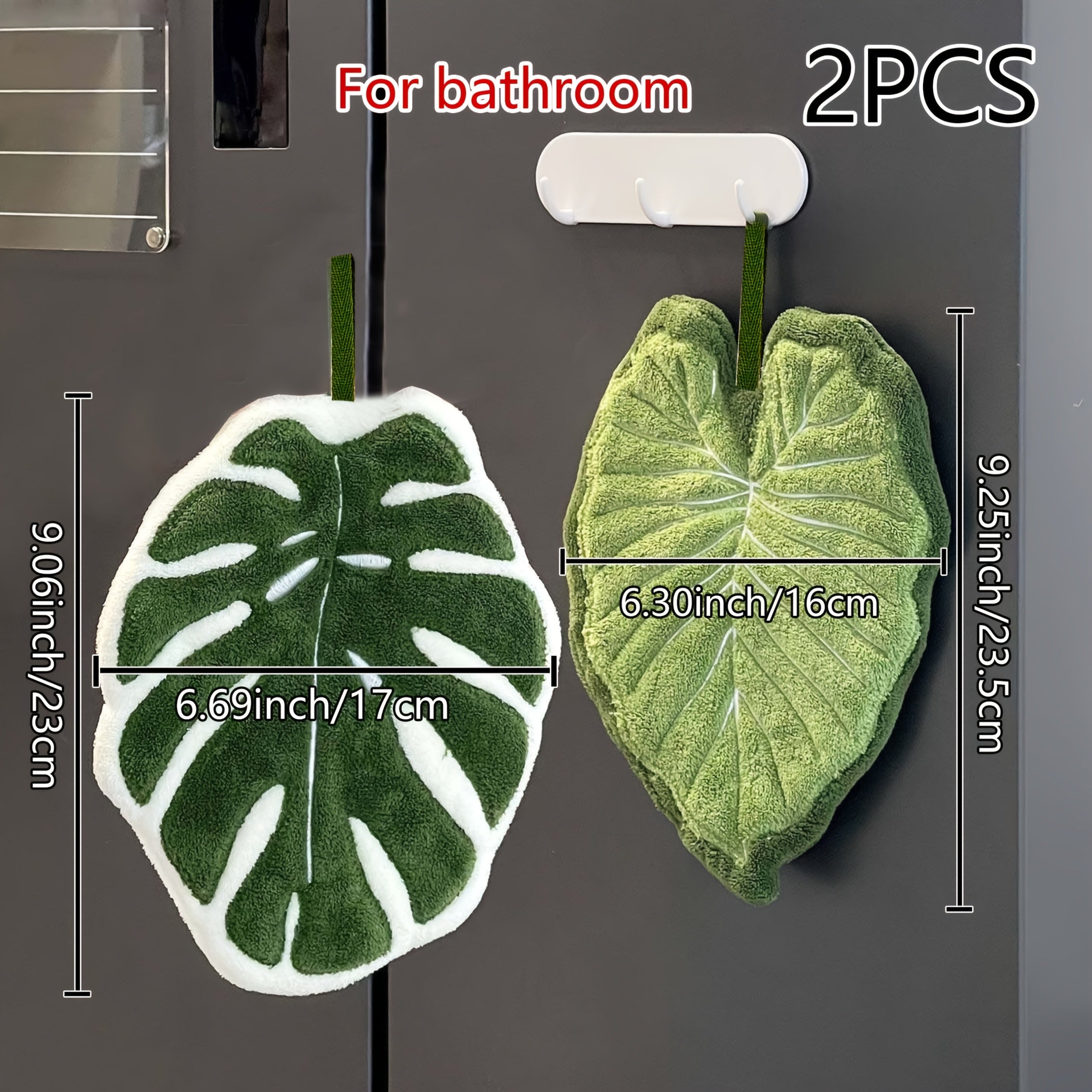 2-Pack Creative Leaf Bathroom Hand Towels - Hangable Design, Absorbent Material, Suitable for Bathroom, Dining Room, And Kitchen