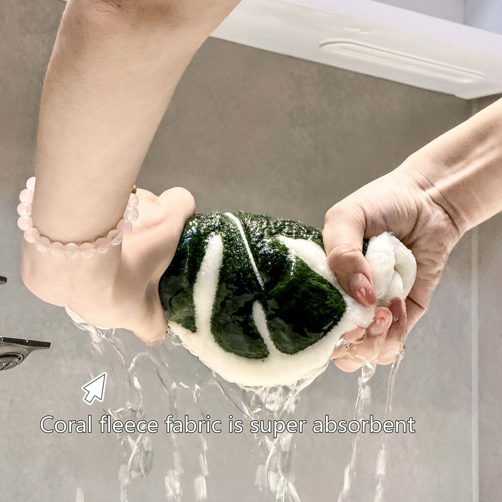 2-Pack Creative Leaf Bathroom Hand Towels - Hangable Design, Absorbent Material, Suitable for Bathroom, Dining Room, And Kitchen