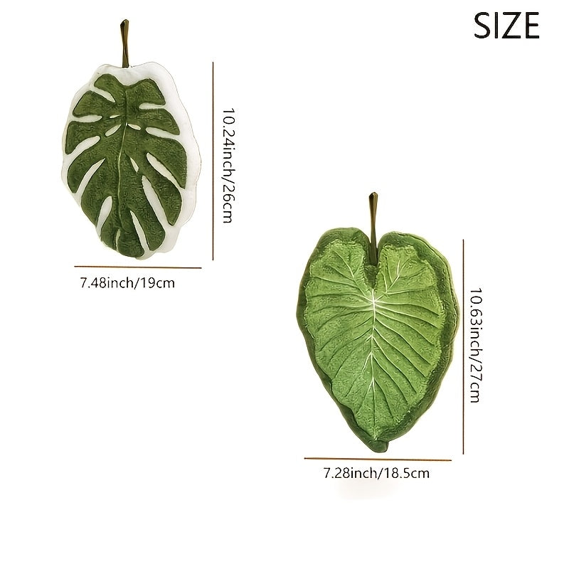 2pcs Leaf-Shaped Finger Towels with Hanging Loop - Absorbent Microfiber Bath & Kitchen Towels Suitable for Bathroom, Contemporary Leaf Hand Towels, Easter Gifts for & Mothers