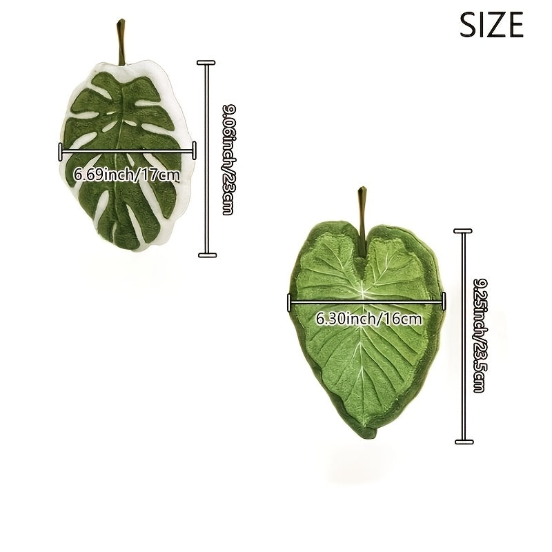 2-Pack Creative Leaf Bathroom Hand Towels - Hangable Design, Absorbent Material, Suitable for Bathroom, Dining Room, And Kitchen