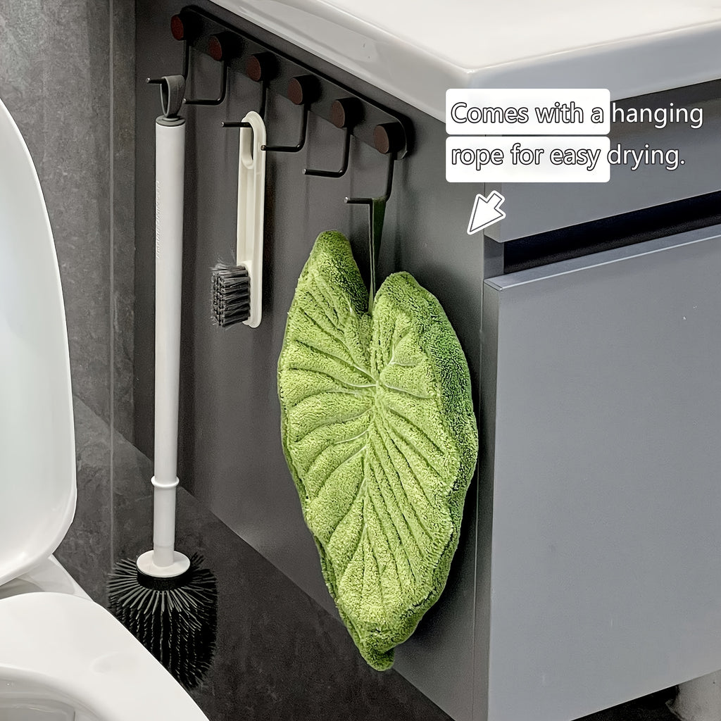 2pcs Leaf-Shaped Finger Towels with Hanging Loop - Absorbent Microfiber Bath & Kitchen Towels Suitable for Bathroom, Contemporary Leaf Hand Towels, Easter Gifts for & Mothers