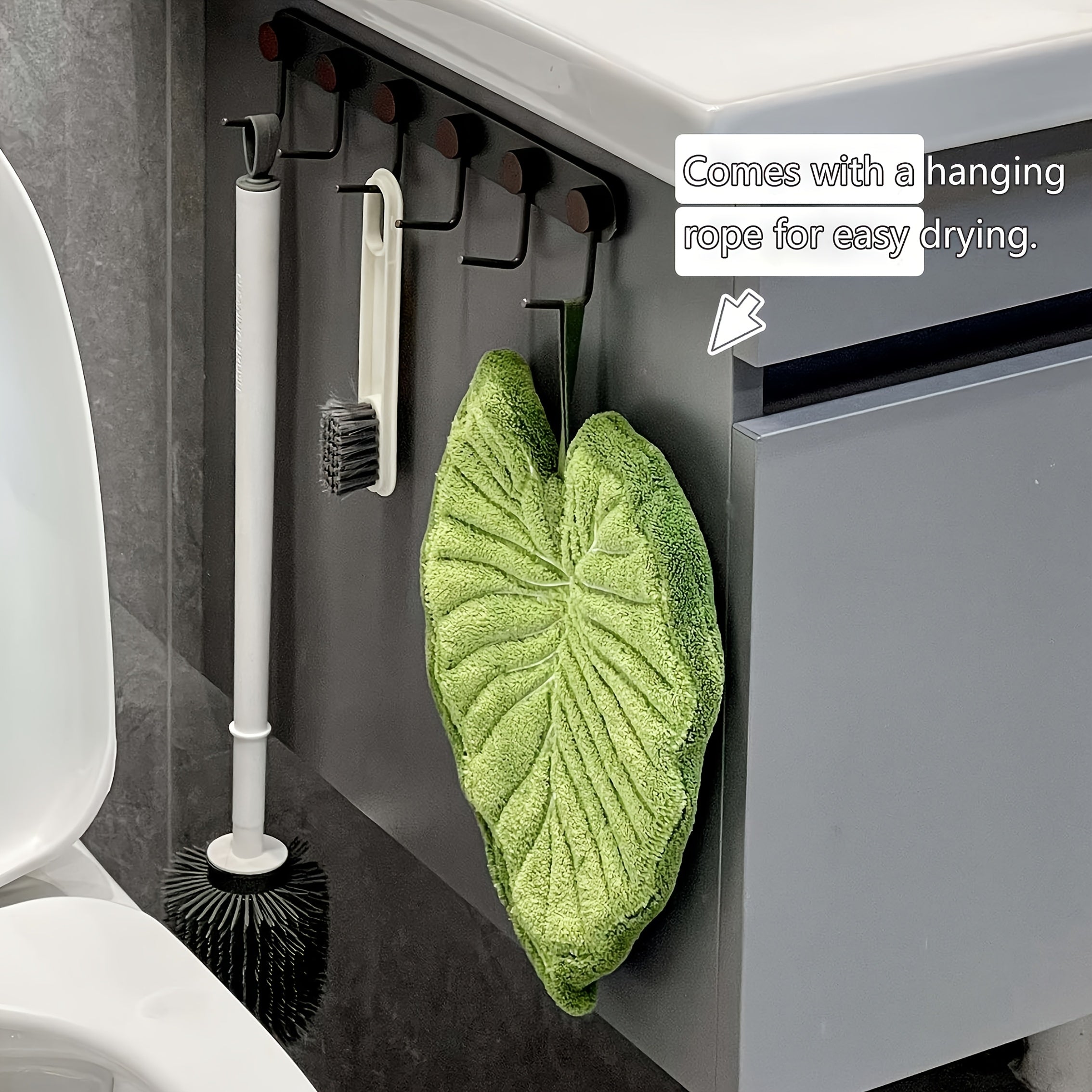 2pcs Leaf-Shaped Finger Towels with Hanging Loop - Absorbent Microfiber Bath & Kitchen Towels Suitable for Bathroom, Contemporary Leaf Hand Towels, Easter Gifts for & Mothers