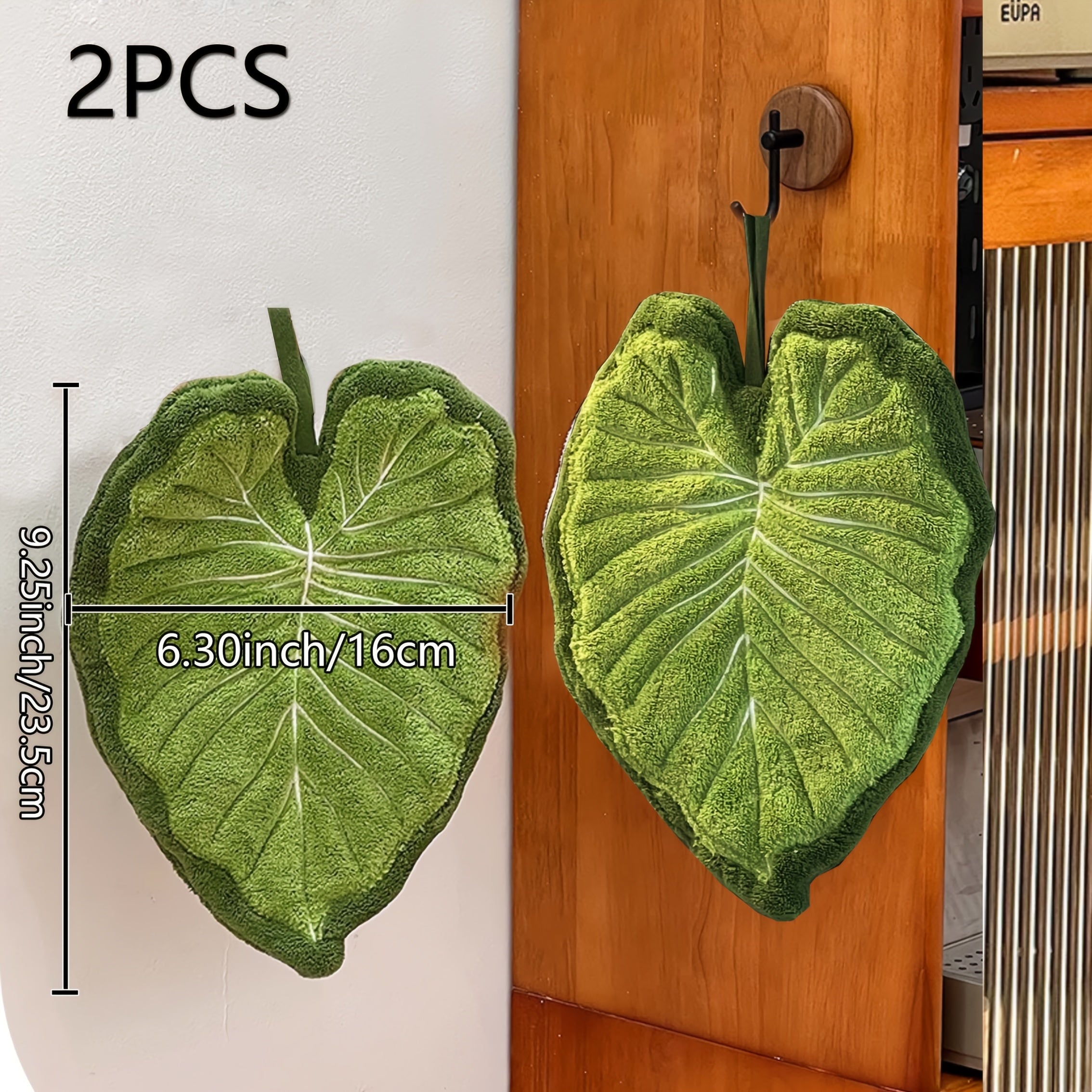 2-Pack Creative Leaf Bathroom Hand Towels - Hangable Design, Absorbent Material, Suitable for Bathroom, Dining Room, And Kitchen